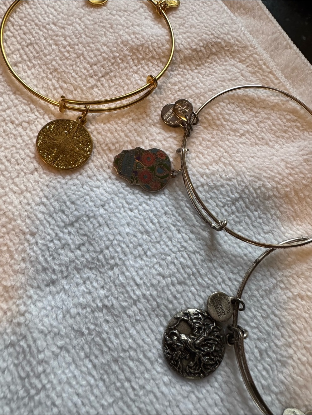 Alex and Ani Gold and Silver Charm Bangle Trio
